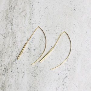 925 Sterling Silver Gold Thread Through Earrings